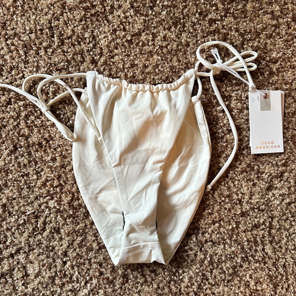 NWT Good American Ivory Bikini Bottom